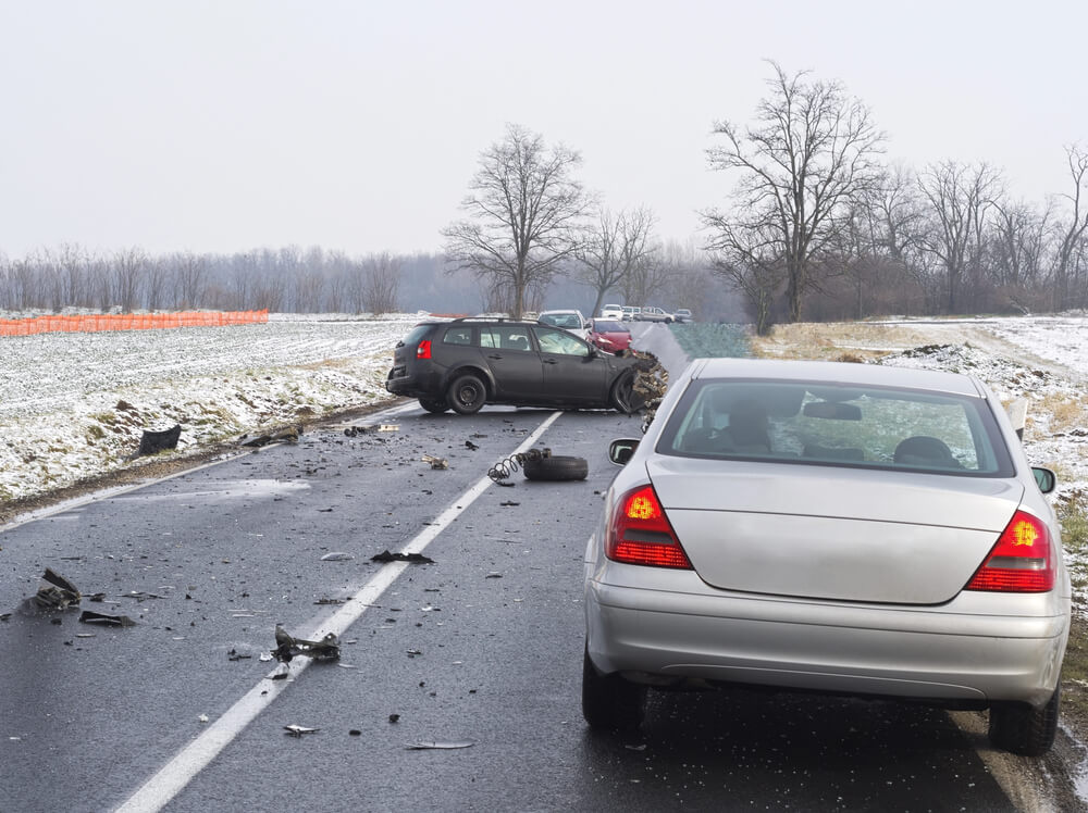 Road debris damage in California.